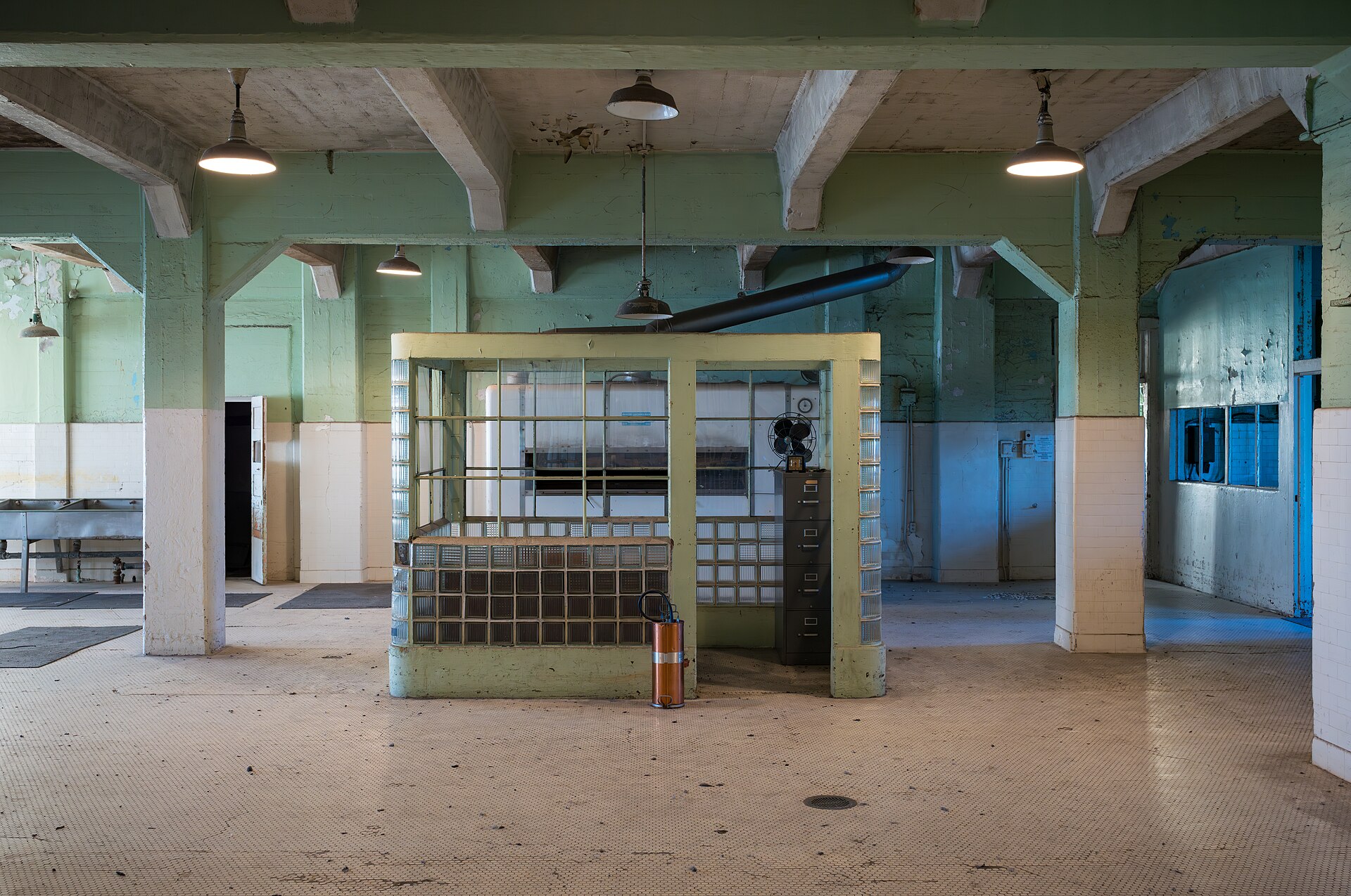 The former prison kitchen at Alcatraz.