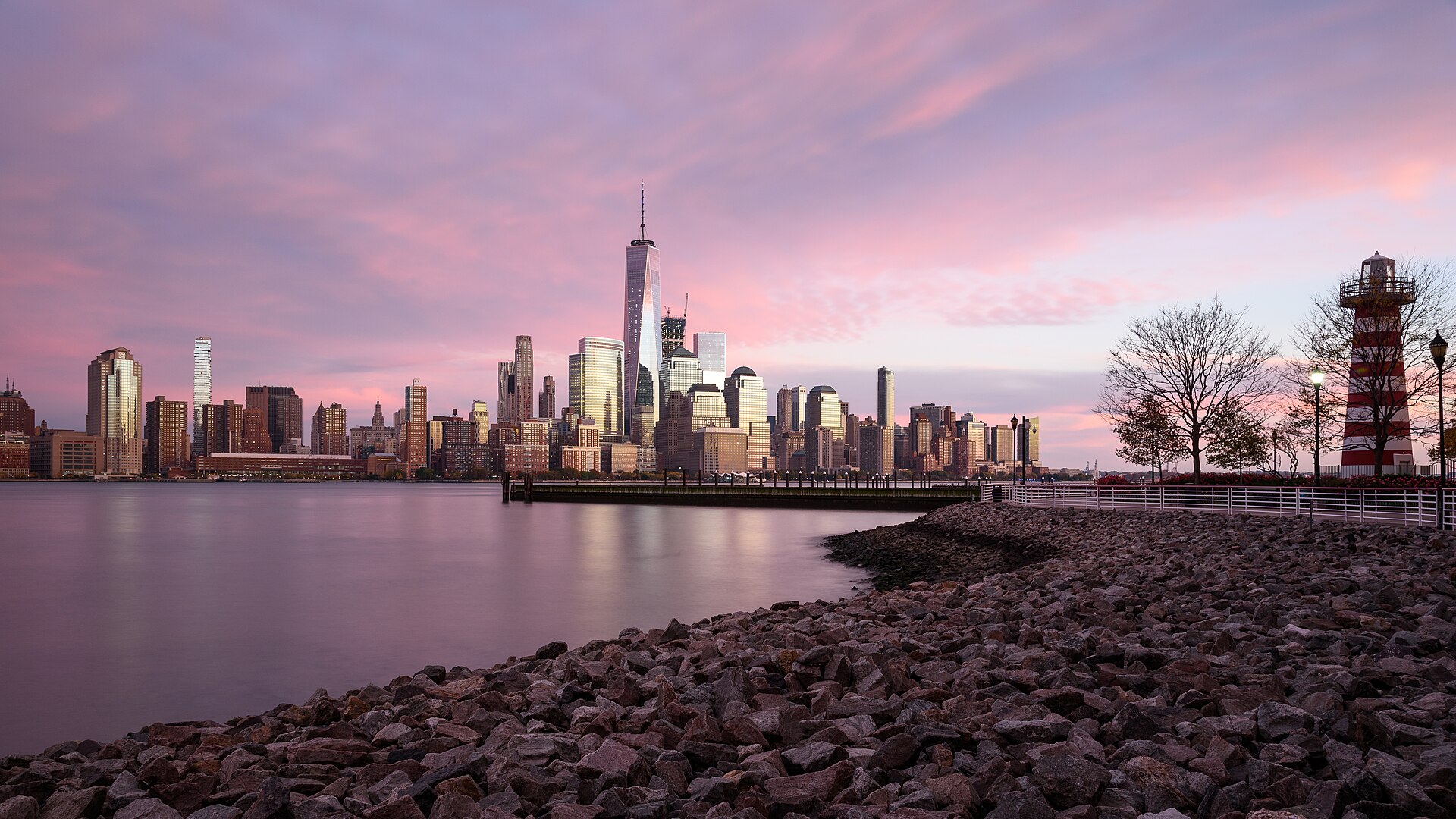 An archival 2016 view of Lower Manhattan across the river.