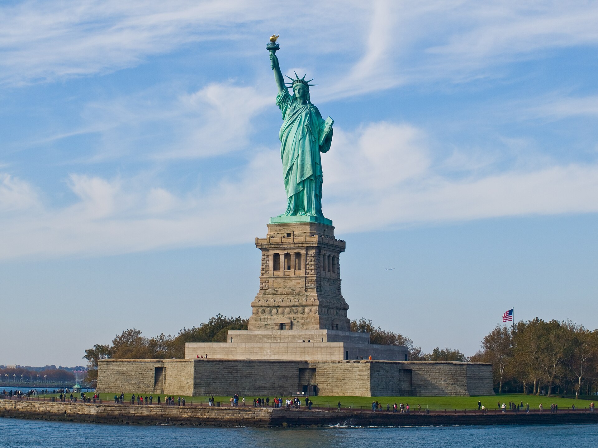 The Statue of Liberty on Liberty Island.